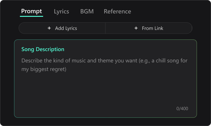 Prompt eingeben oder Songtexte einfügen