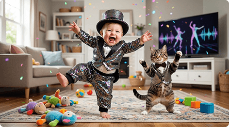 Maak Grappige Baby- & Huisdier-dansvideo's