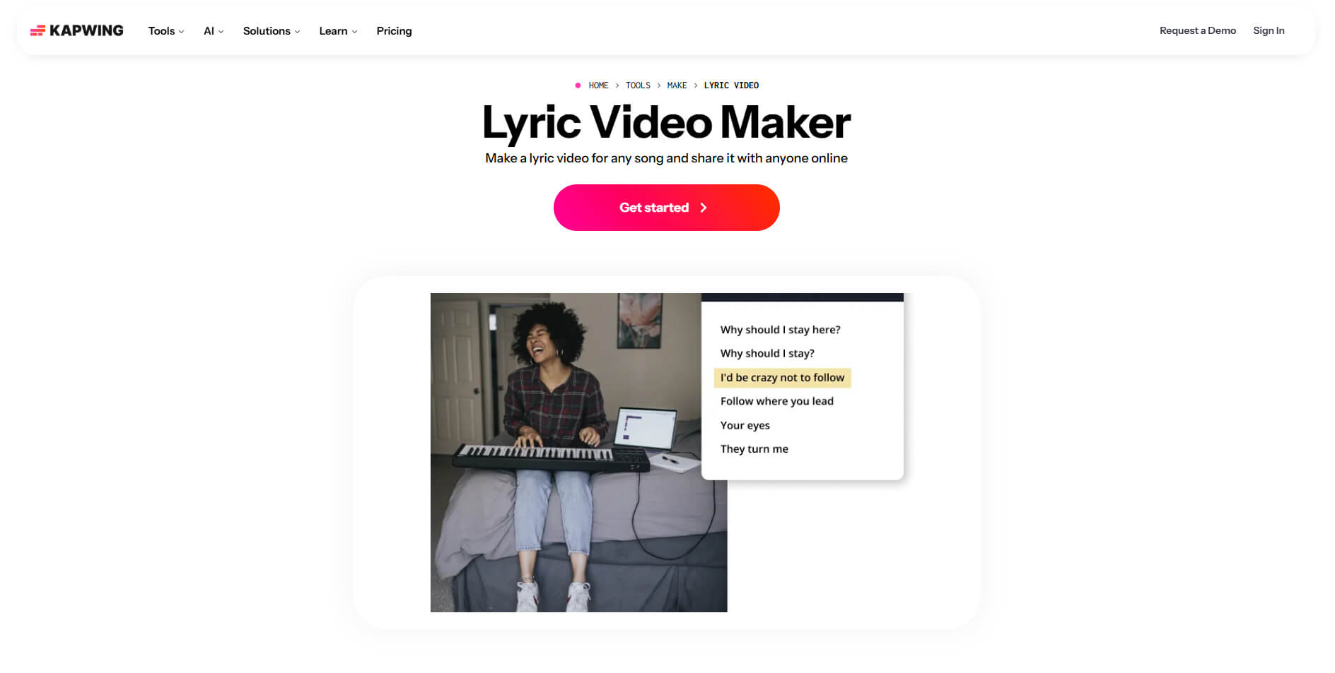 08 Kapwing online lyric video maker