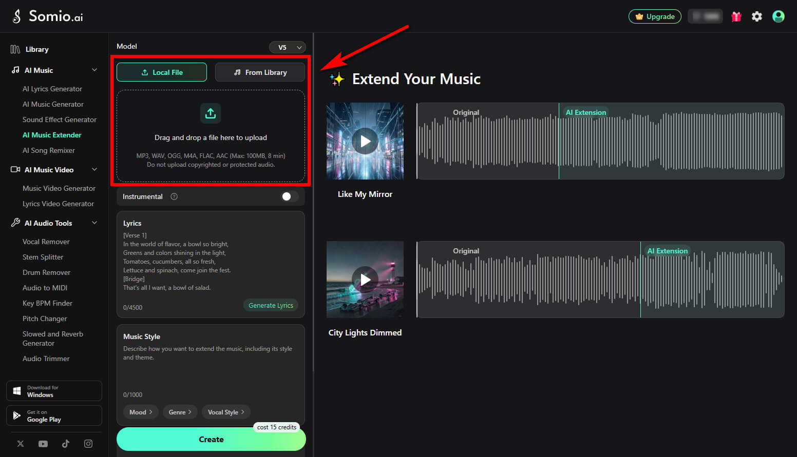 Upload your audio file