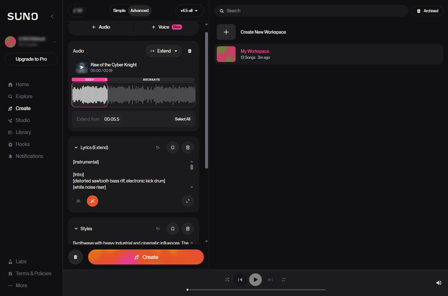 Suno AI song extender