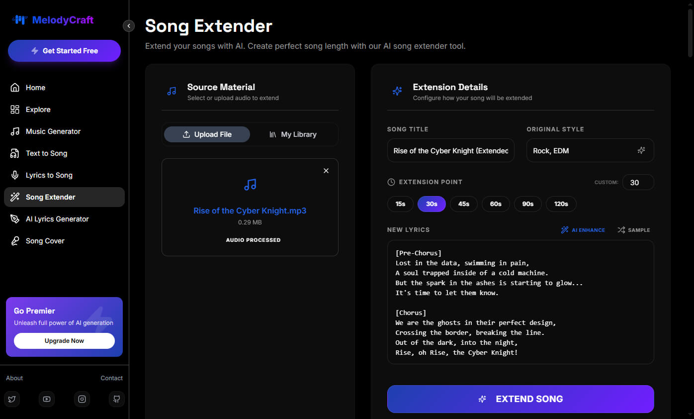 Melodycraft AI song continuer