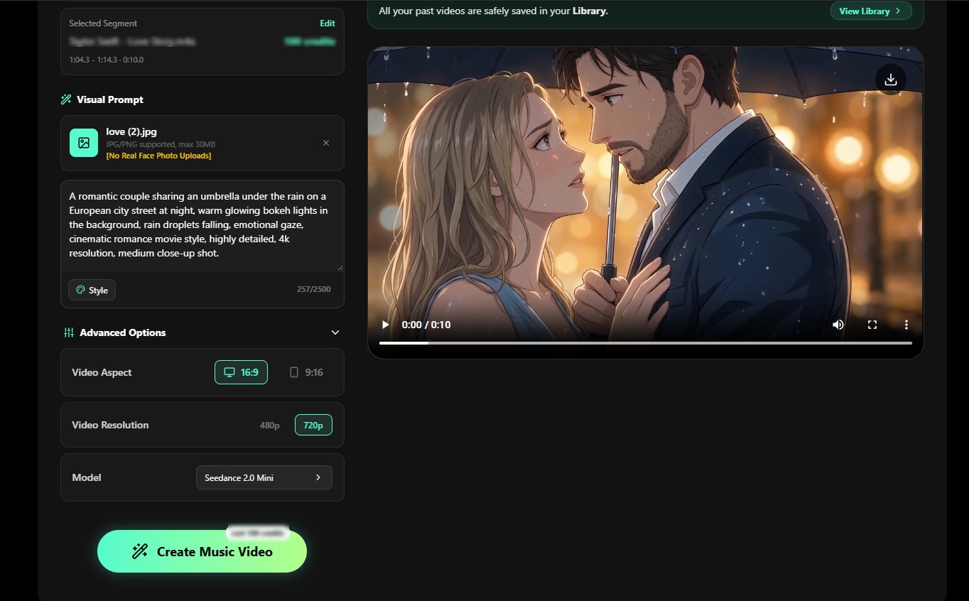 Customize and ceate AI music video