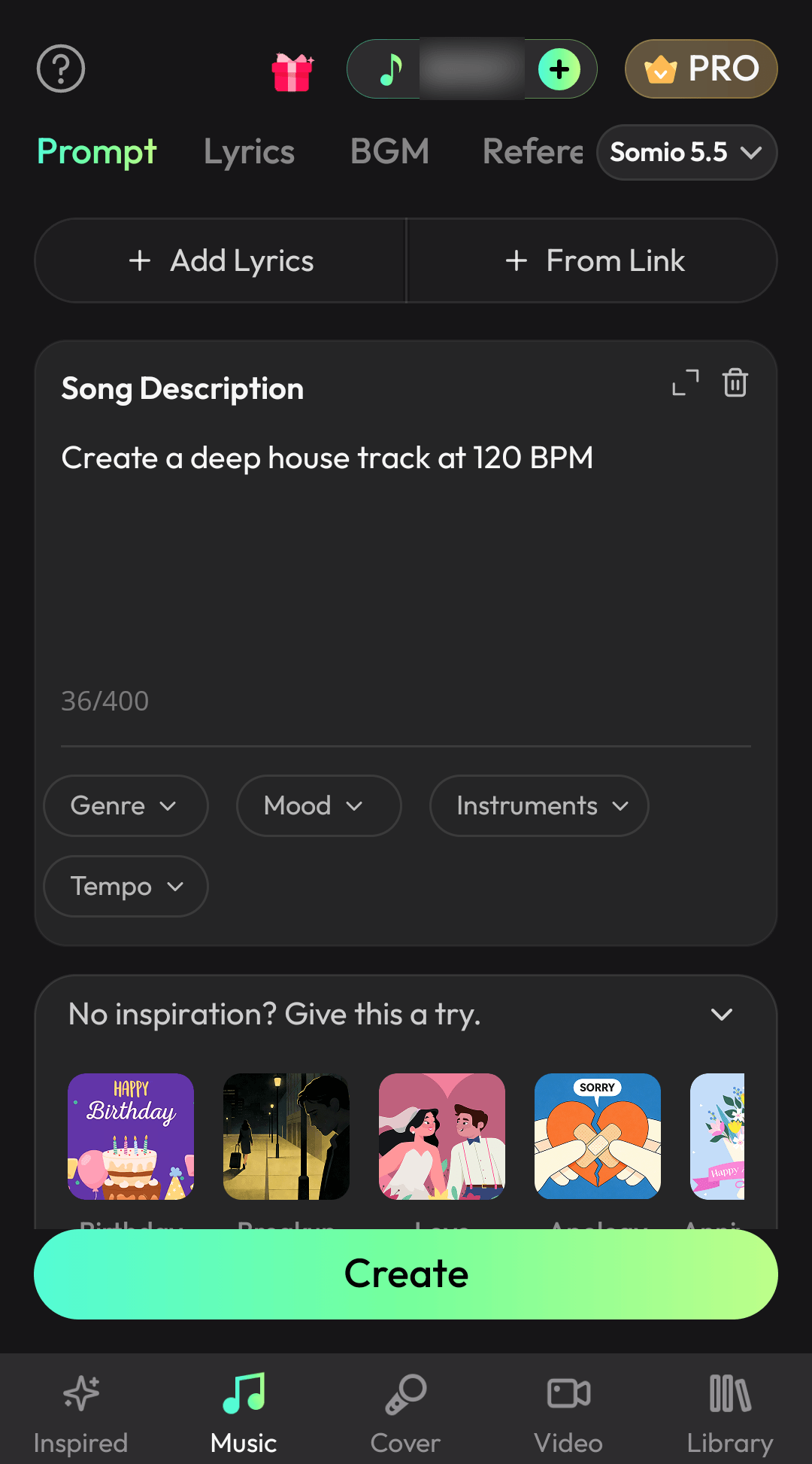 05 Type your text or lyrics into the AI song generator app