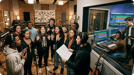 Construye apilamientos vocales por capas para composición de canciones