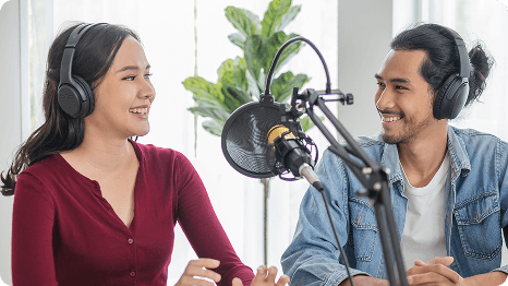 Generador de música de intro alegre para podcasts de comedia y casuales