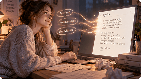Probieren Sie Ihre romantische Idee in Songtexten aus