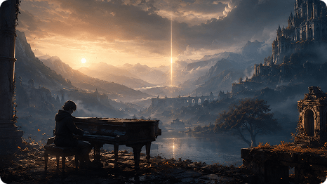 Realizza musica per pianoforte cinematografica per giochi indie